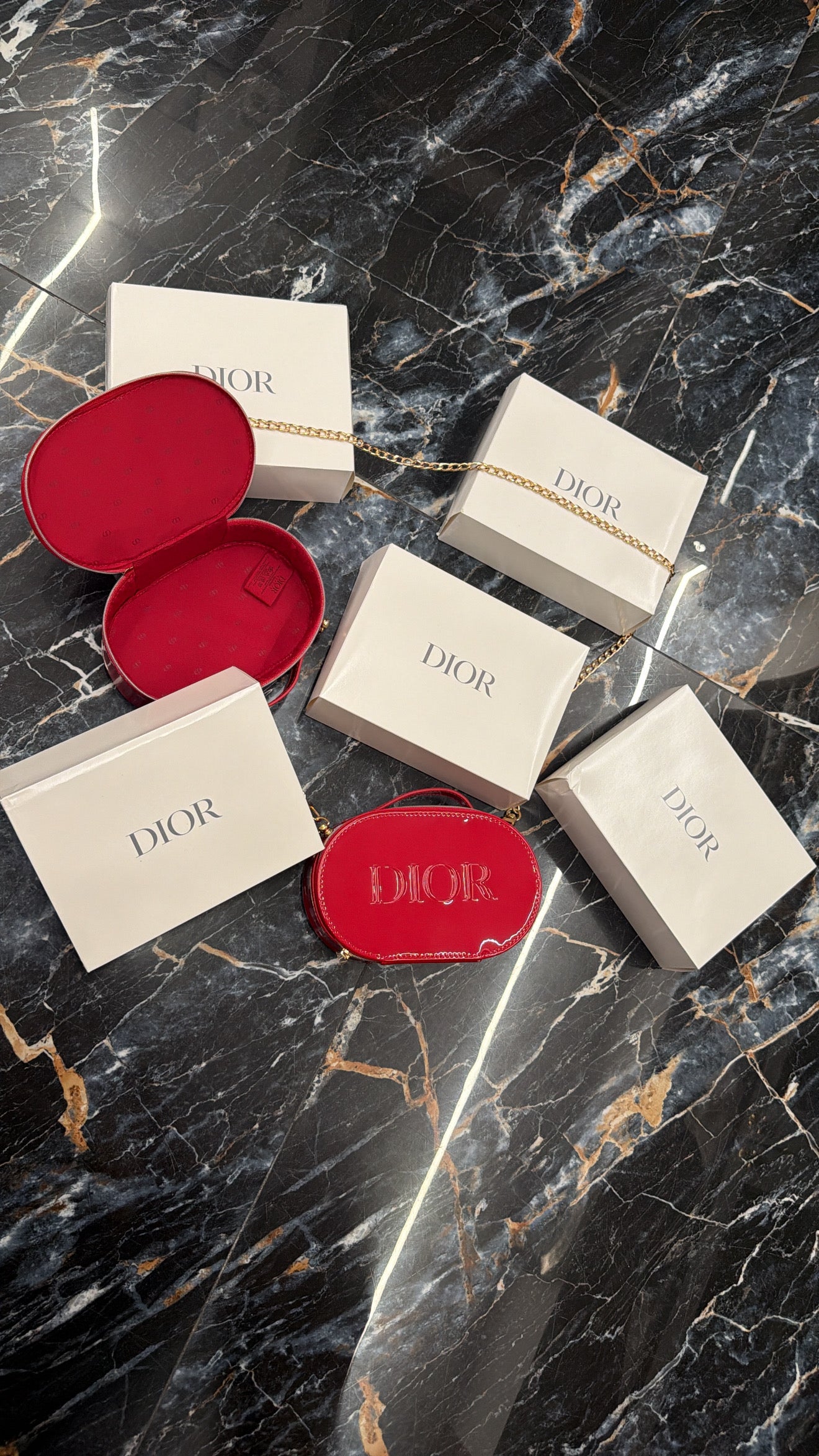 Pochette Dior rossa lucido