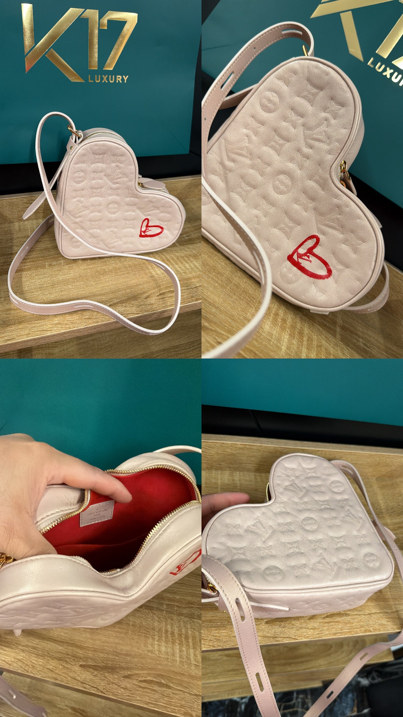 Borsa donna Lv rosa con cuore